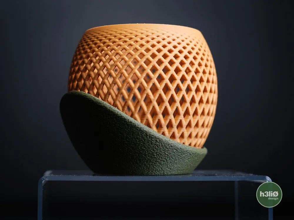 Polygon Orchid Planter with Elevated Wrap-Around Plate | Modern Indoor Pot