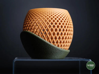 Polygon Orchid Planter with Elevated Wrap-Around Plate | Modern Indoor Pot