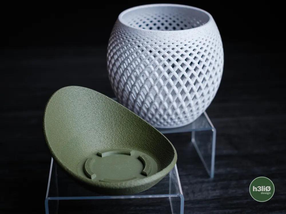 Polygon Orchid Planter with Elevated Wrap-Around Plate | Modern Indoor Pot