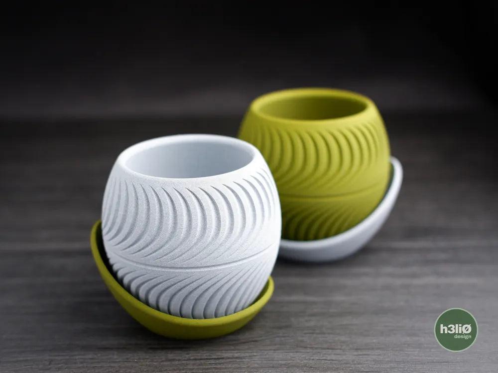 Sliced Planter with Elevated Wrap-Around Plate | Modern Indoor Pot