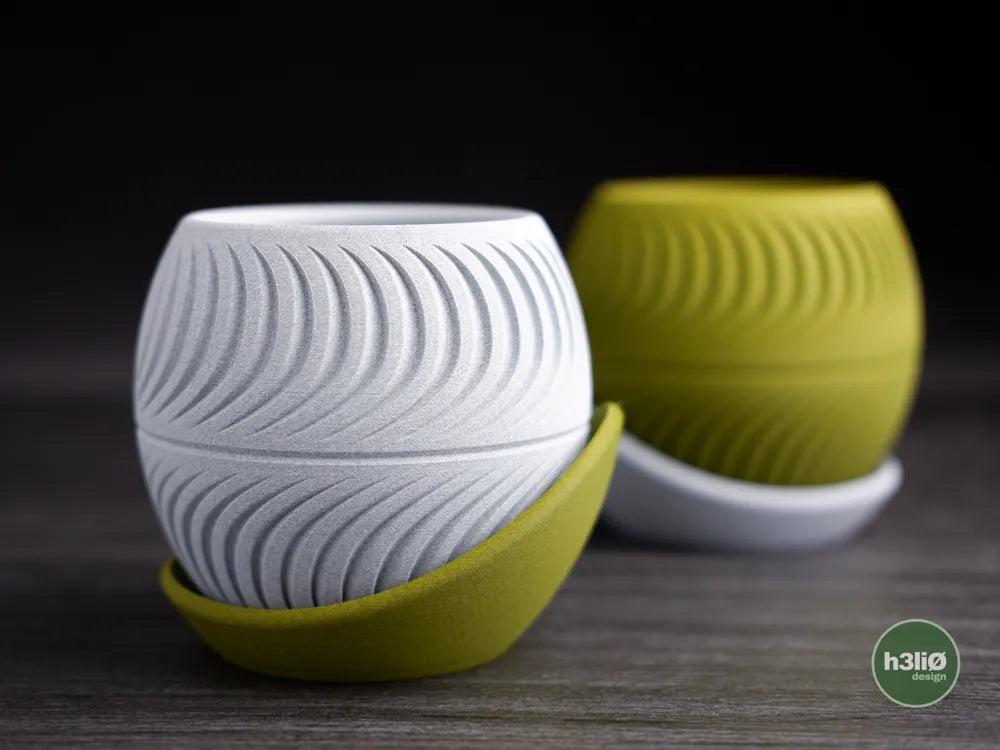 Sliced Planter with Elevated Wrap-Around Plate | Modern Indoor Pot