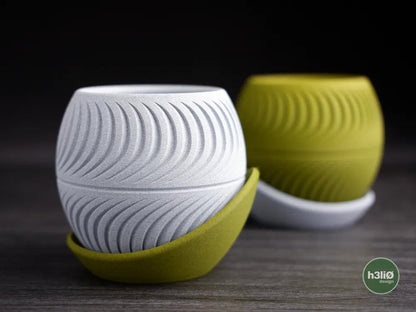 Sliced Planter with Elevated Wrap-Around Plate | Modern Indoor Pot