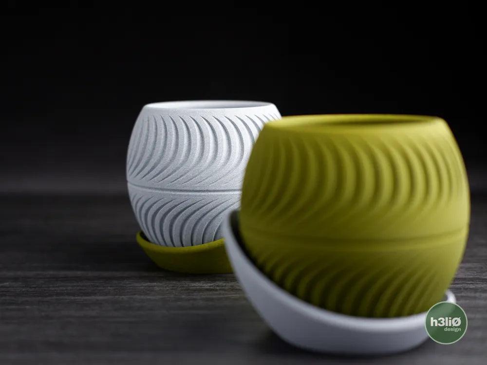 Sliced Planter with Elevated Wrap-Around Plate | Modern Indoor Pot