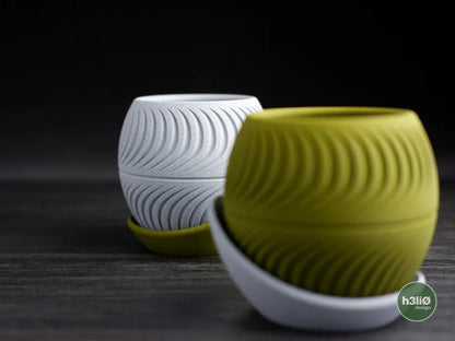 Sliced Planter with Elevated Wrap-Around Plate | Modern Indoor Pot