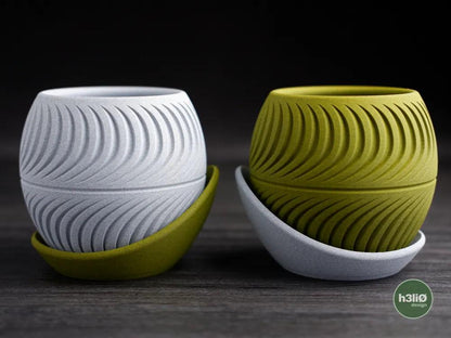 Sliced Planter with Elevated Wrap-Around Plate | Modern Indoor Pot