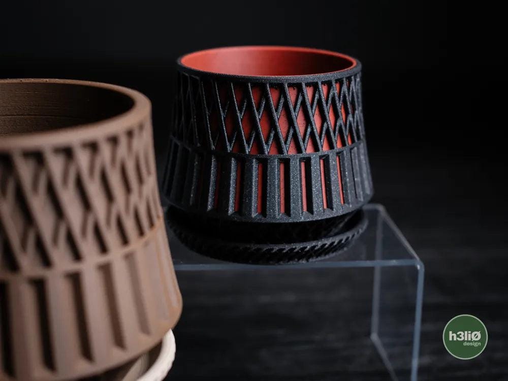 Axon Textured Planter with Elevated Drip Plate | Modern Indoor Pot