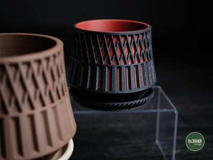 Axon Textured Planter with Elevated Drip Plate | Modern Indoor Pot