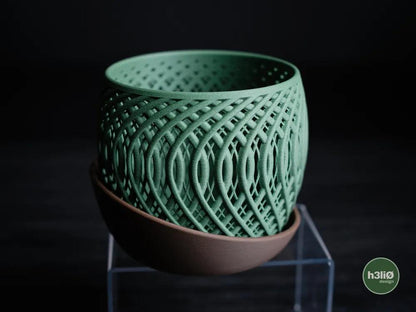 Quasar Orchid Planter with Elevated Wrap-Around Plate | Modern Indoor Pot