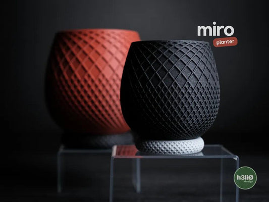 Miro Patterned Planter with Elevated Drip Plate | Modern Indoor Pot