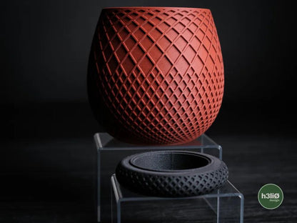Miro Patterned Planter with Elevated Drip Plate | Modern Indoor Pot