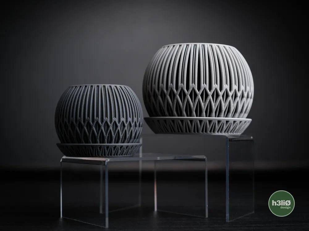 Zyra Patterned Planter with Elevated Plate | Modern Indoor Pot