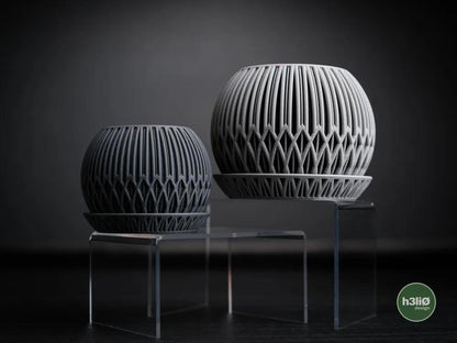 Zyra Patterned Planter with Elevated Plate | Modern Indoor Pot