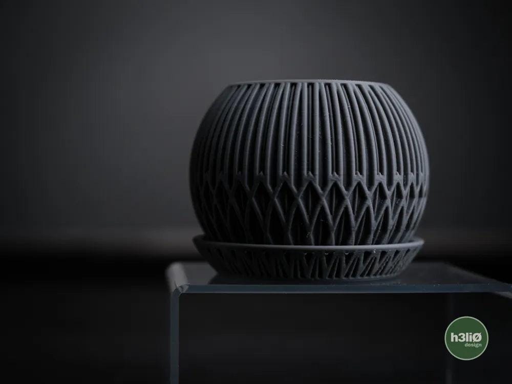 Zyra Patterned Planter with Elevated Plate | Modern Indoor Pot