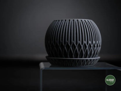 Zyra Patterned Planter with Elevated Plate | Modern Indoor Pot