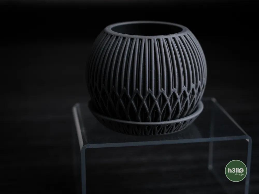 Zyra Patterned Planter with Elevated Plate | Modern Indoor Pot