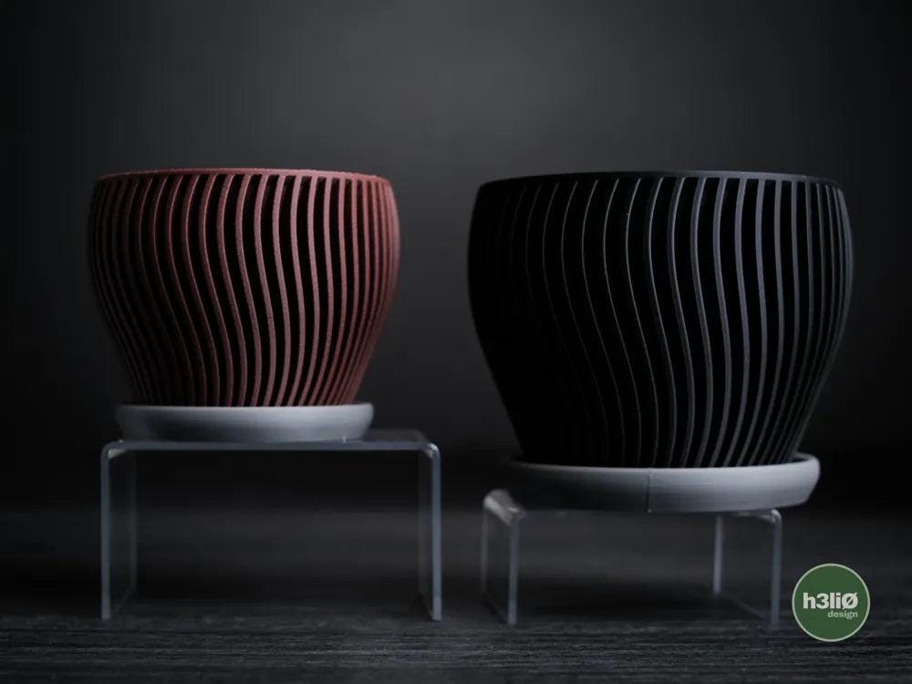 Oblique Angled Planter with Integrated Drip Plate | Modern Indoor Pot