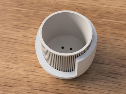 Japandi Ribbed Planter with Drip Tray - Minimalist Indoor Pot
