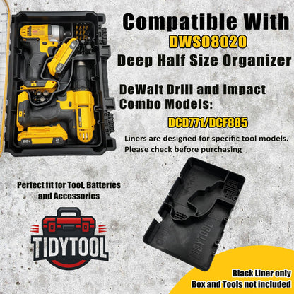 DeWalt 20V Max Drill & Impact Driver Insert to Suit DWST08020 Deep Compact Organiser – Insert Only