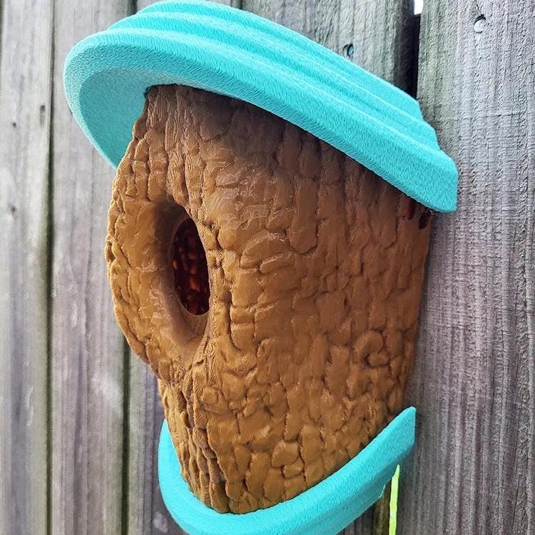 Tree Knot Birdhouse with Oblong Entry | Wall-Mount Nest Box