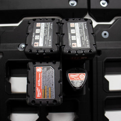 M12 Battery Holder Quad Mount | to Suit Milwaukee Packout Wall