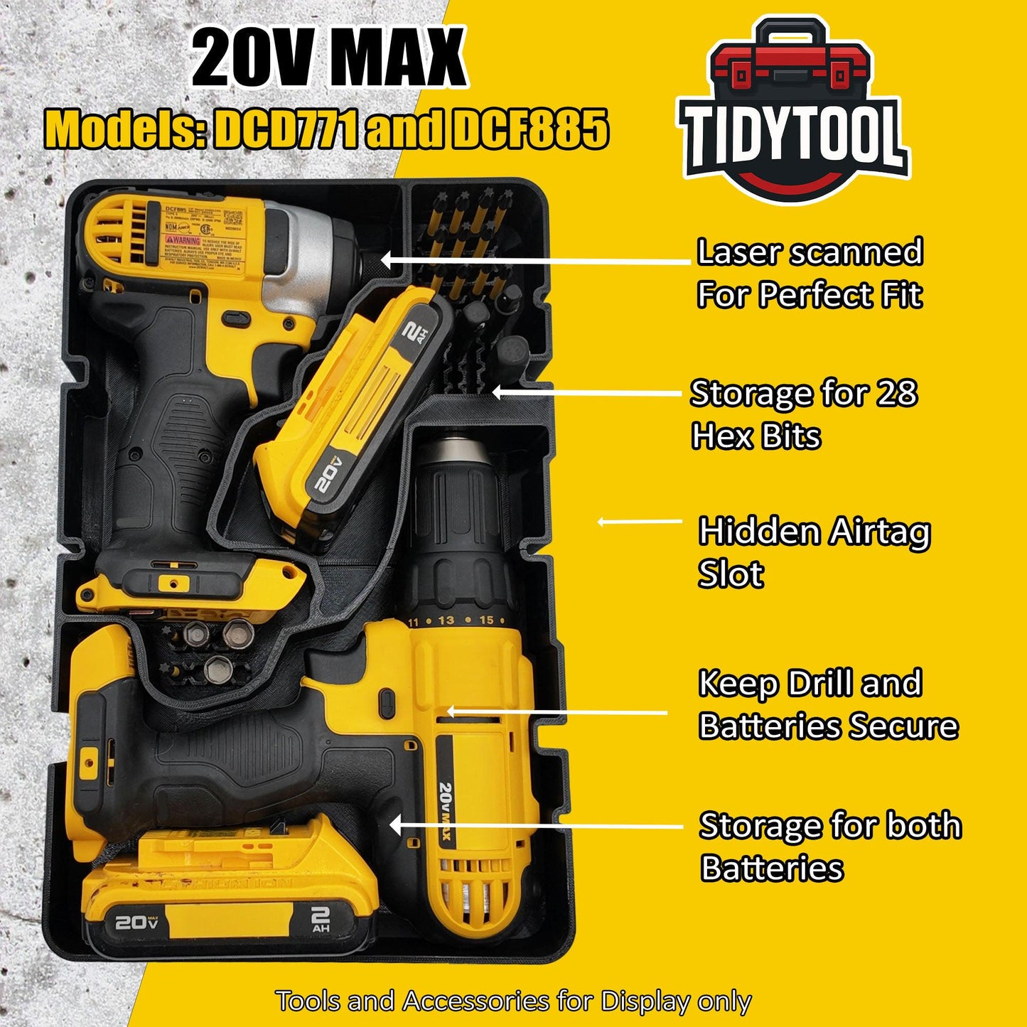 DeWalt 20V Max Drill & Impact Driver Insert to Suit DWST08020 Deep Compact Organiser – Insert Only