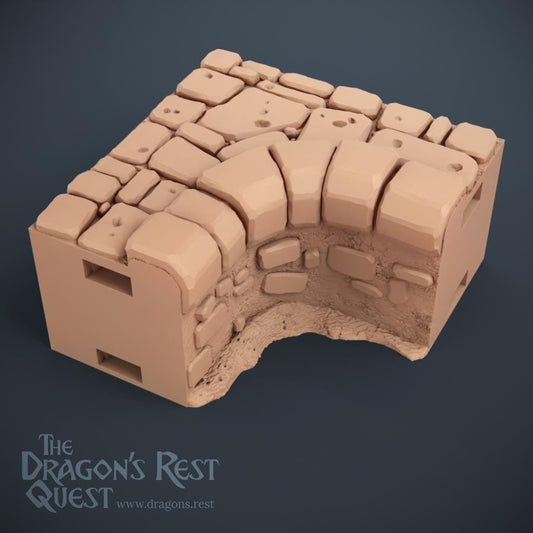 Dock Wall Reverse Corner 2x2 — Stone Wall | 28mm Dragon's Rest Docks | Ships Australia