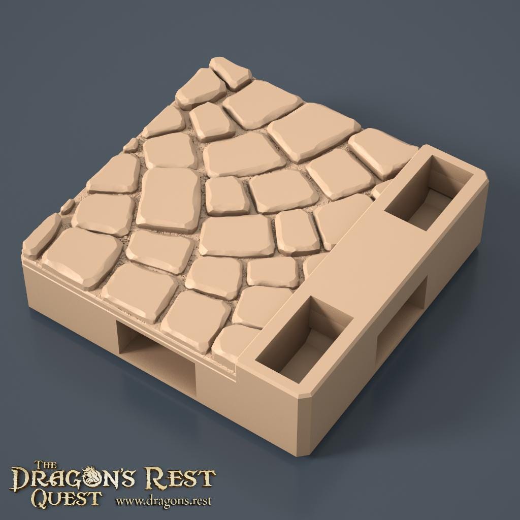 Dock Cobblestone Floor Tile — Quarter Fan, Rotation A | 28mm Dragon's Rest Docks | Ships Australia