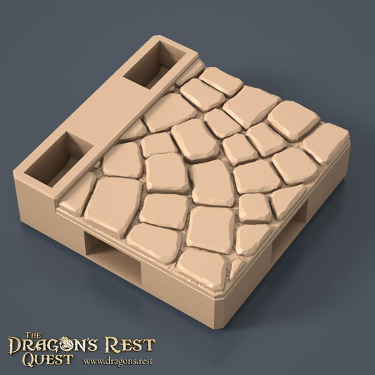 Dock Cobblestone Floor Tile — Half Fan, Rotation D | 28mm Dragon's Rest Docks | Ships Australia
