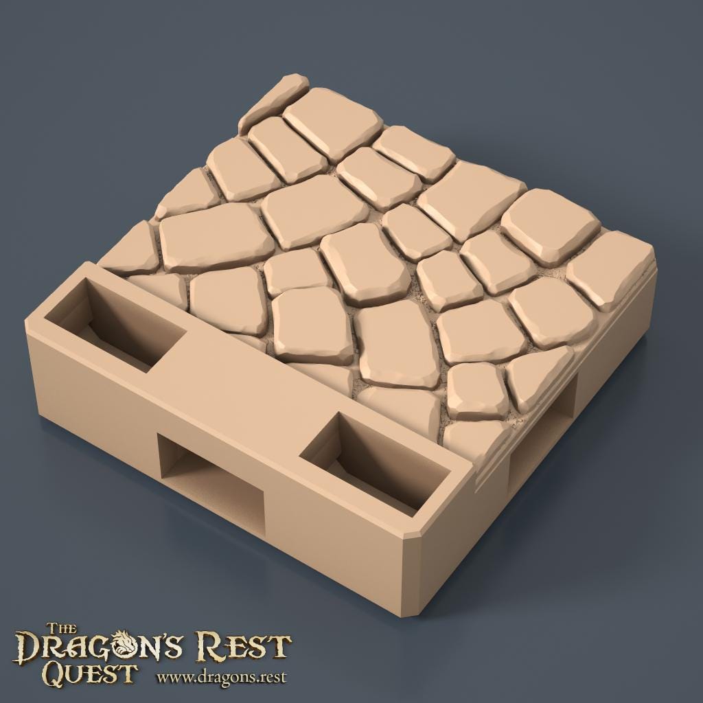 Dock Cobblestone Floor Tile — Half Fan, Rotation C | 28mm Dragon's Rest Docks | Ships Australia
