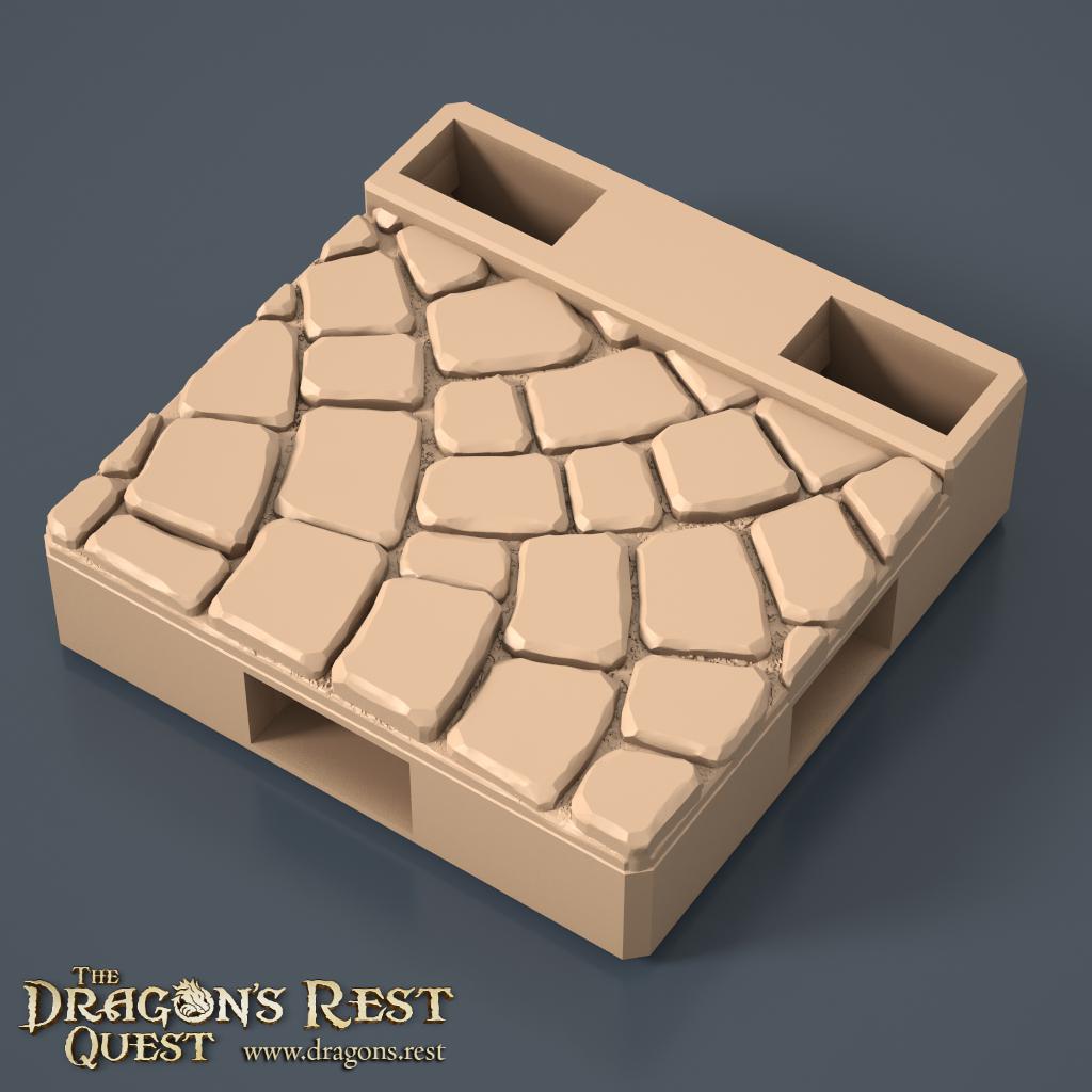 Dock Cobblestone Floor Tile — Three-Quarter Fan, Rotation B | 28mm Dragon's Rest | Ships Australia