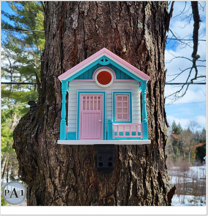 Countryside Cottage Birdhouse | Retro Bird House | Pink Teal Garden Decor | Unique Outdoor Gift | Ships from Australia