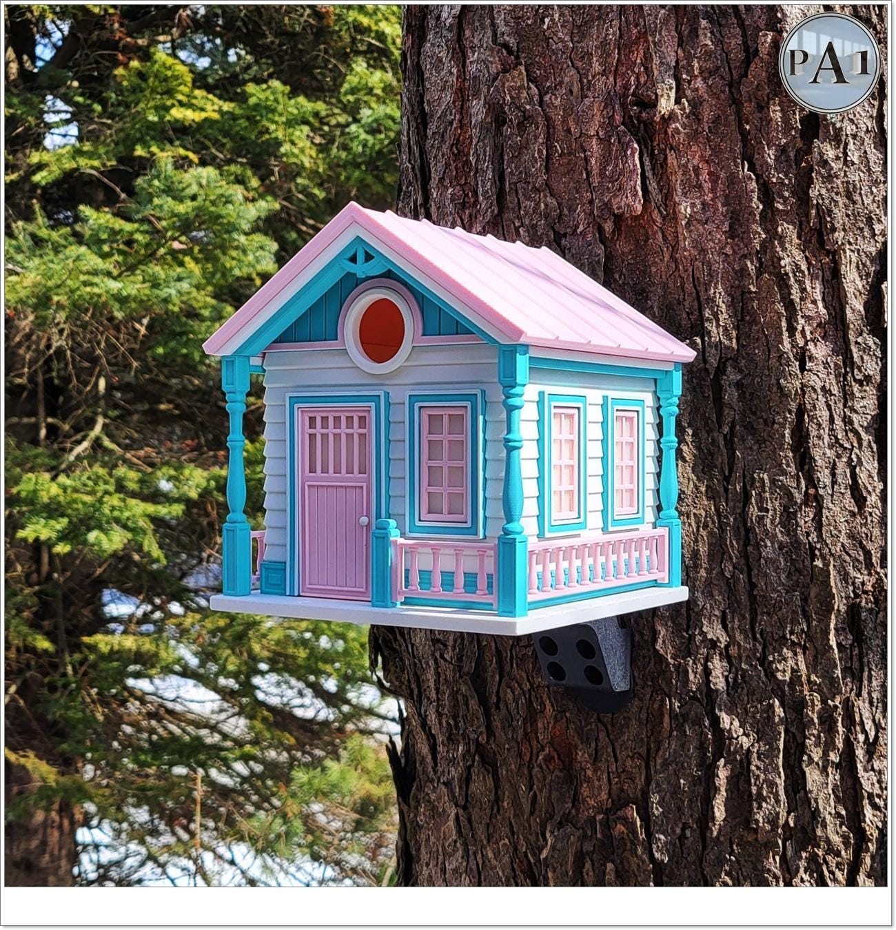 Countryside Cottage Birdhouse | Retro Bird House | Pink Teal Garden Decor | Unique Outdoor Gift | Ships from Australia