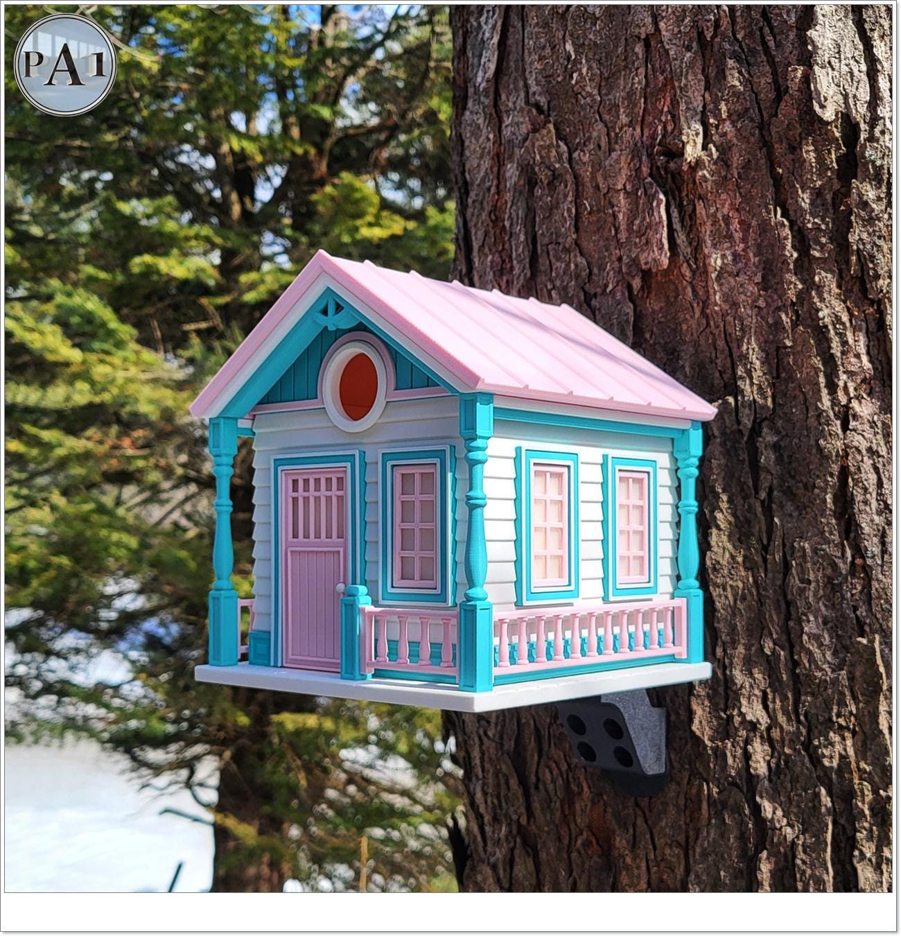 Countryside Cottage Birdhouse | Retro Bird House | Pink Teal Garden Decor | Unique Outdoor Gift | Ships from Australia