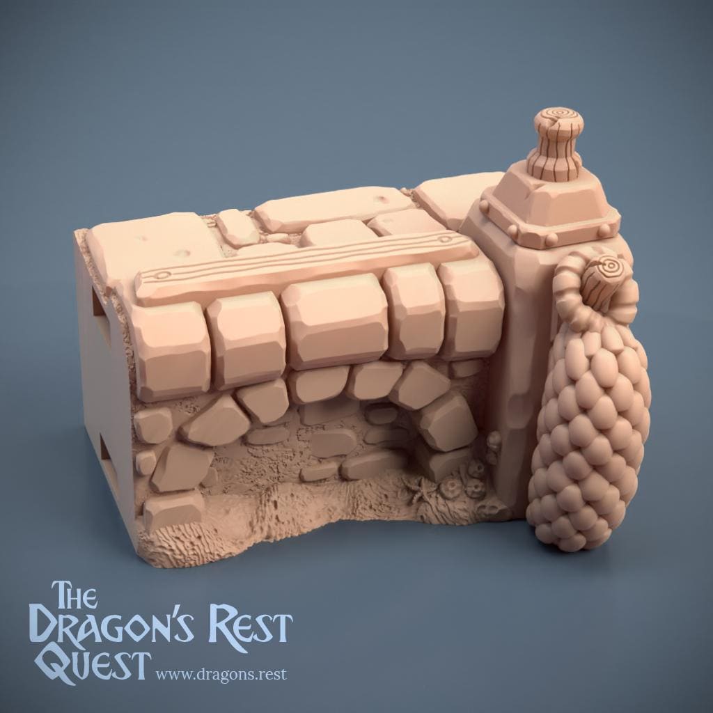 Dock Wall Tile 2x1 Rope Post | DnD Tabletop Terrain | RPG Scenery | Dragon's Rest | Ships from Australia