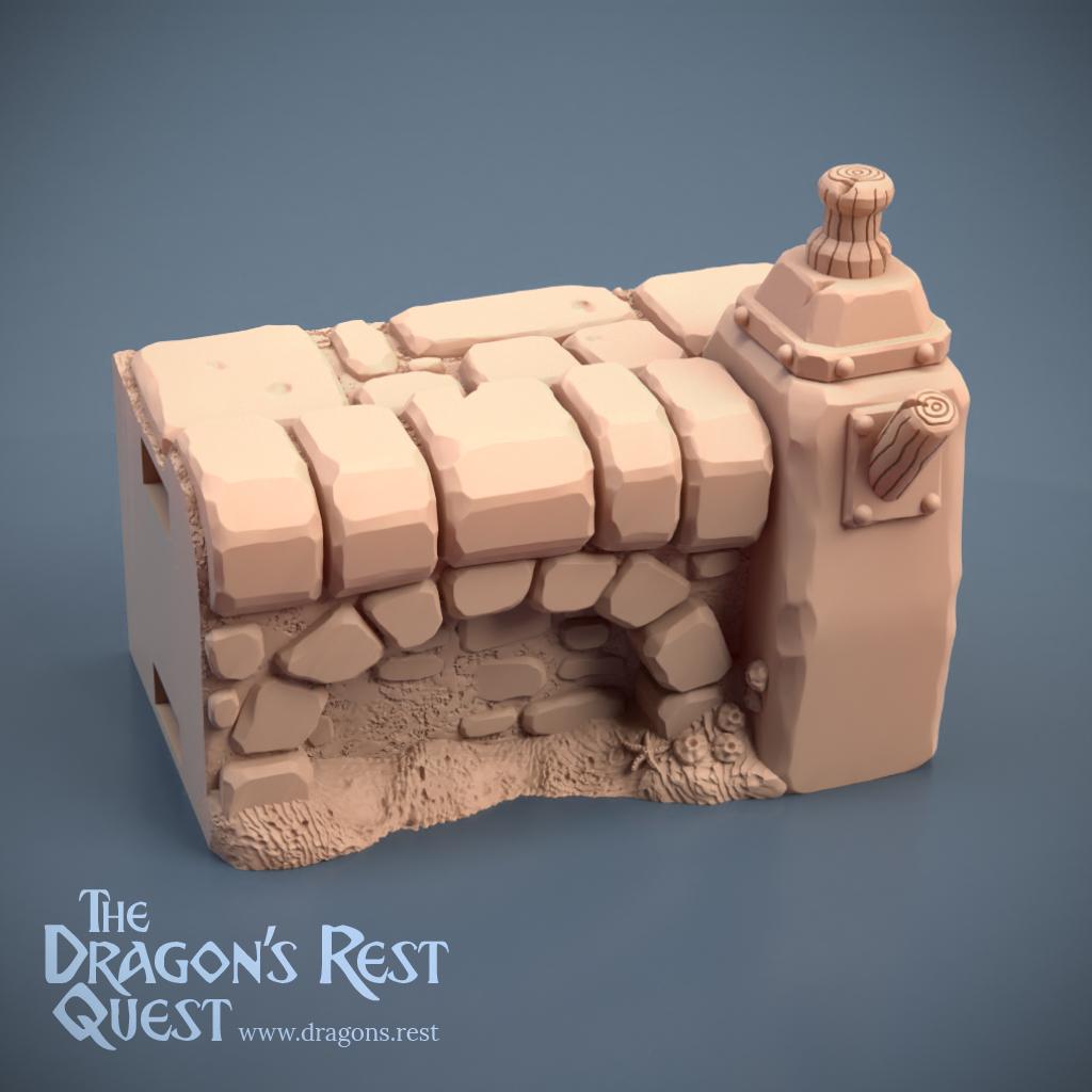Dock Wall Tile 2x1 Rope Post Variant C | DnD Tabletop Terrain | Dragon's Rest | Ships from Australia