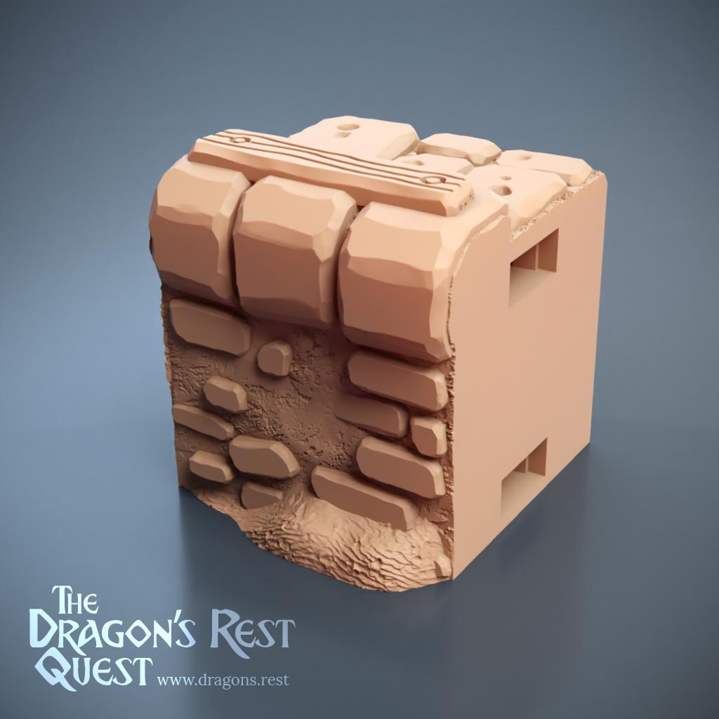 Dock Wall Tile 1x1 Ruined Stone | DnD Tabletop Terrain | RPG Scenery | Dragon's Rest | Ships from Australia