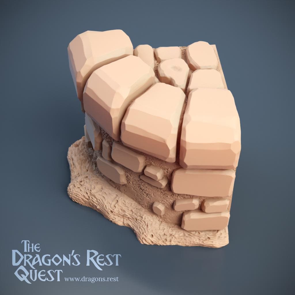 Dock Wall Corner Tile 2x2 — Stone Wall | 28mm Dragon's Rest Docks | Ships from Australia