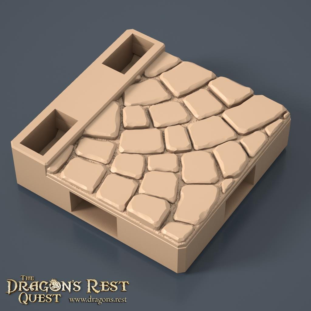 Dock Cobblestone Floor Tile — Quarter Fan, Rotation D | 28mm Dragon's Rest Docks | Ships Australia
