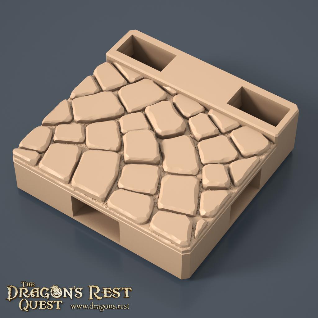 Dock Cobblestone Floor Tile — Half Fan, Rotation B | 28mm Dragon's Rest Docks | Ships Australia