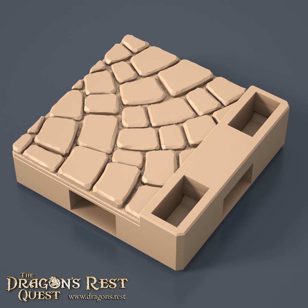 Dock Cobblestone Floor Tile — Three-Quarter Fan, Rotation A | 28mm Dragon's Rest | Ships Australia