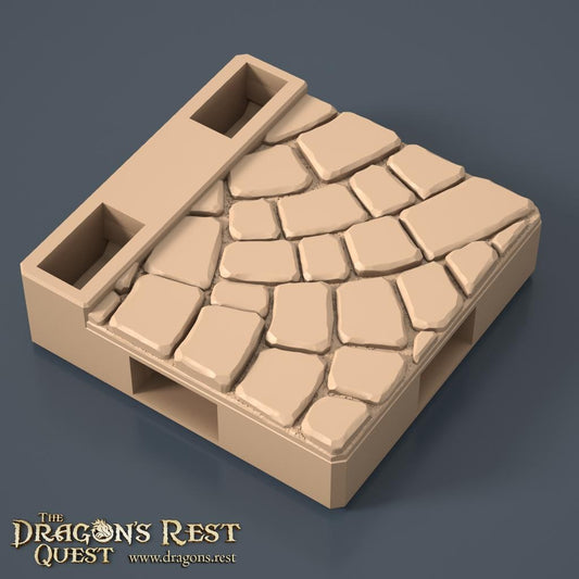 Dock Cobblestone Floor Tile — Three-Quarter Fan, Rotation D | 28mm Dragon's Rest | Ships Australia