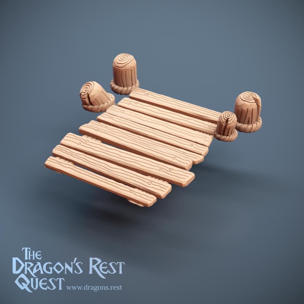 Pier Section — Four Corner Bollards | Docks Terrain | Dragon's Rest | 28mm | Ships from Australia