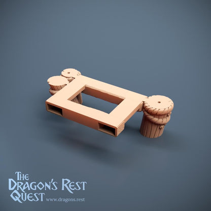 Pier Section — Three Bollard Posts | Docks Terrain | Dragon's Rest | 28mm | Ships from Australia