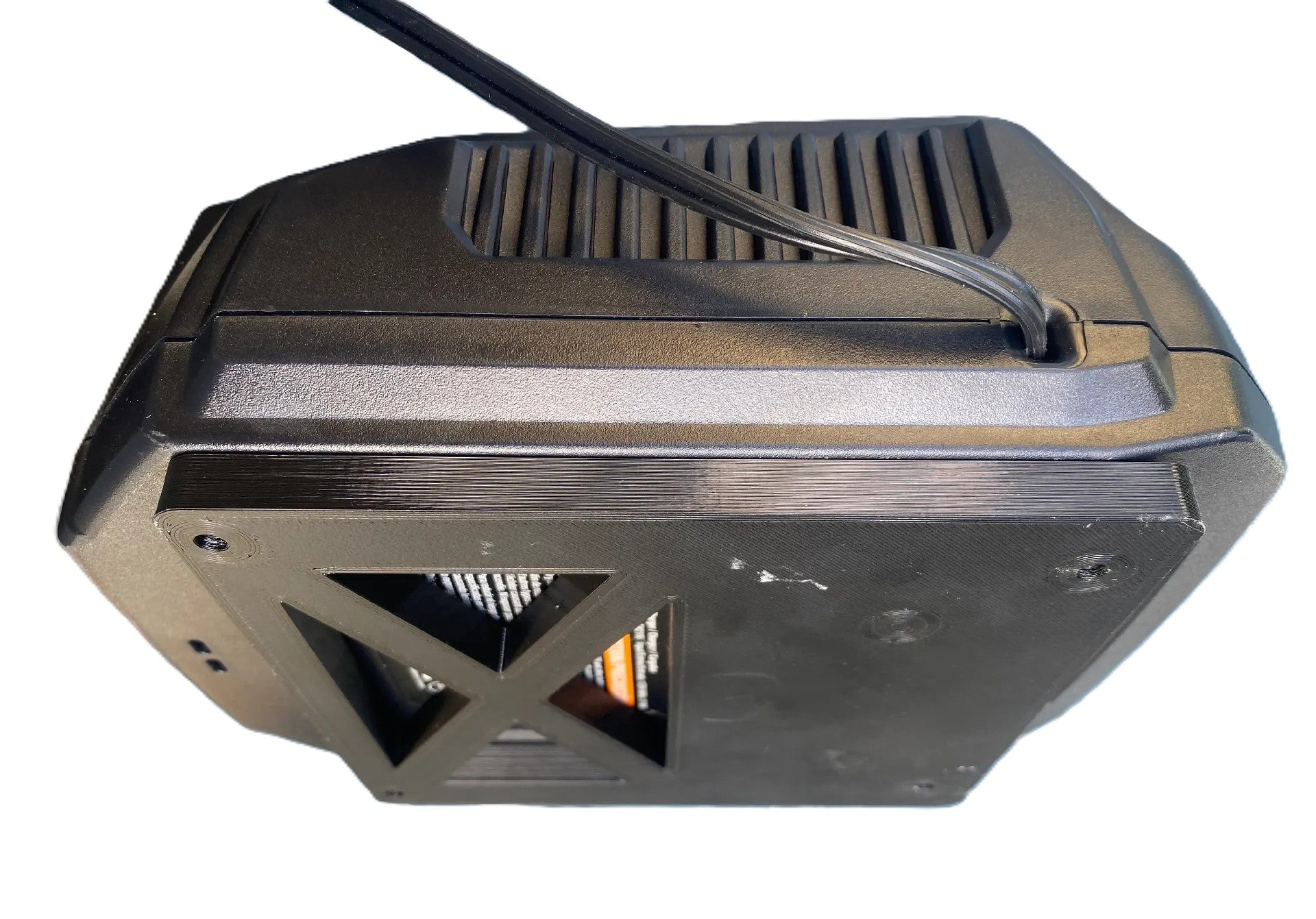 EGO 56V Charger Wall Mount Holder for CH2100E – Black & Green, featuring a side view highlighting the charger connection.