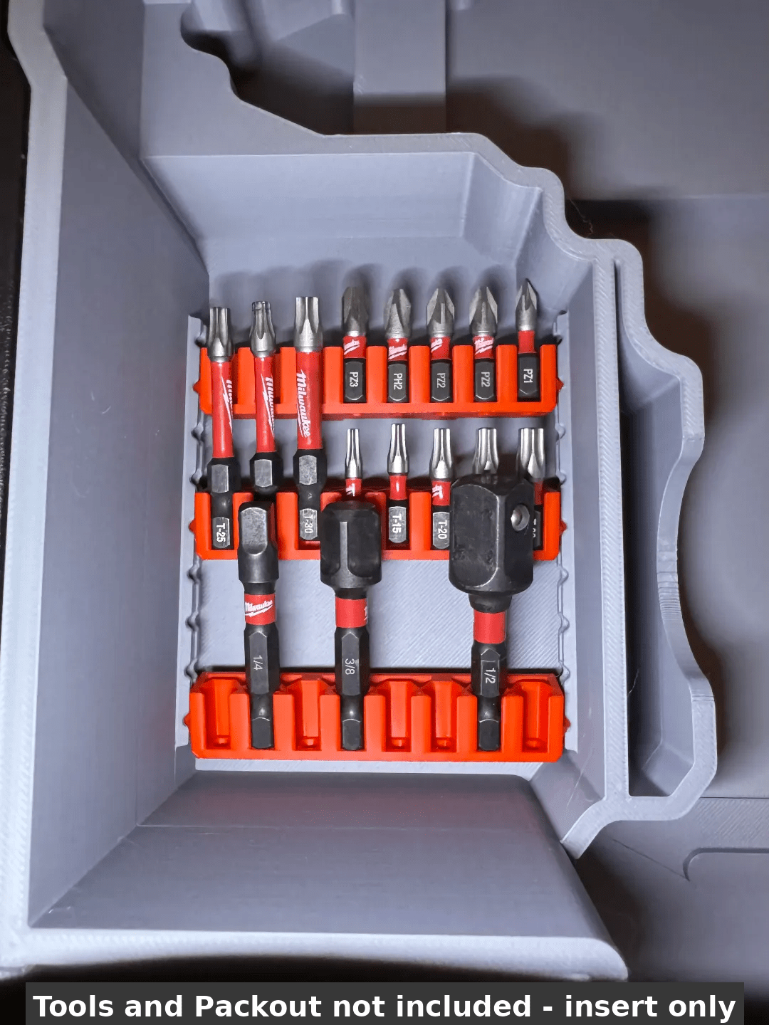 Milwaukee M18 Fuel Drill Insert for Gen 3 & 4 Mod 2804-20, 2904-20 – Insert Only, featuring a close-up view of bit holders and tool slots, emphasizing efficiency and accessibility.