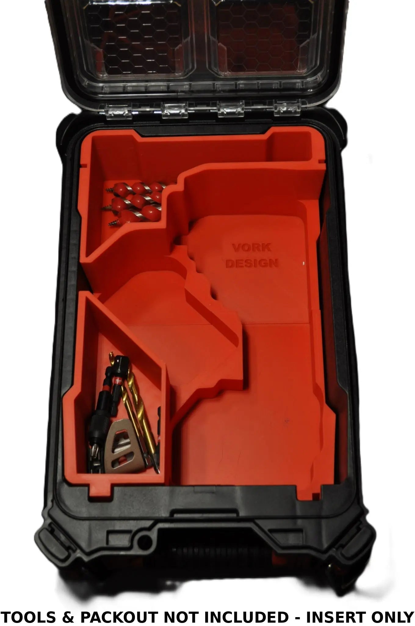 Milwaukee M18 Fuel Impact Driver Gen 4 Packout Insert 2855-20 M18FID3 displaying empty custom-fit compartments, designed for efficient tool organization.