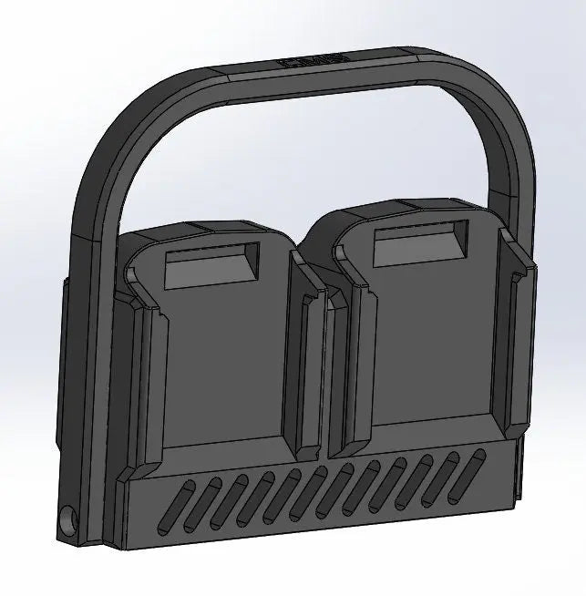 Makita 18V Wall Mount Battery Storage – Heavy-Duty Battery Holder design showcasing a sturdy, dual battery holder with a robust, snap-fit structure for secure organization of Makita 18V batteries.