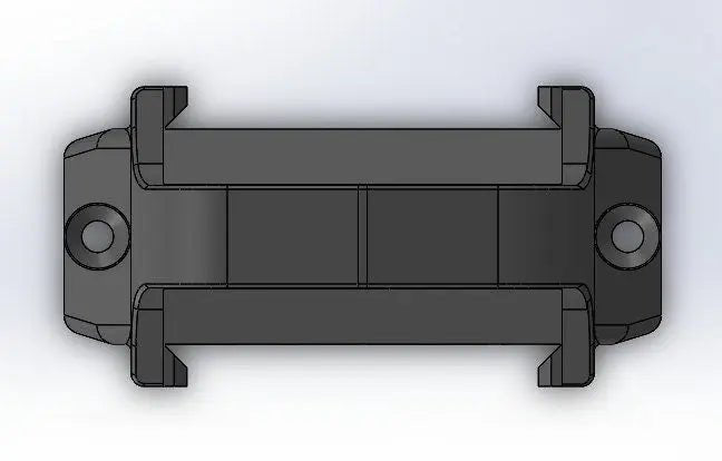 Bottom view of the Makita 18V Wall Mount Battery Holder displaying its compact design and installation features for efficient workspace organization.