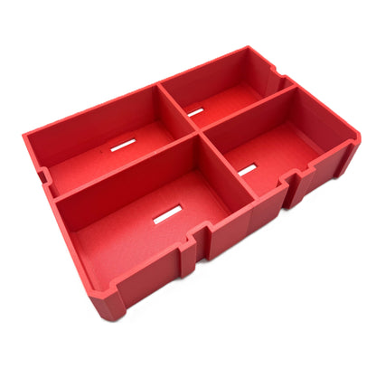 Packout Insert for Milwaukee M18 12.0Ah Battery 48-11-1812 featuring a vibrant red insert, designed specifically for maximizing organization and efficiency within Milwaukee's storage systems.