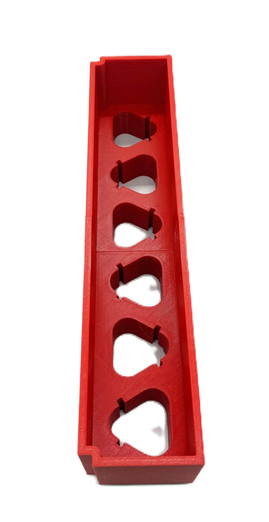 Insert Compatible with Milwaukee Packout – 6-Slot Battery Storage Organizer featuring a durable red design with six slots for 2 or 3 amp batteries, ideal for maximizing organization in tool storage.